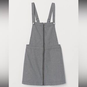 H&M DIVIDED Zip-Front Over-All Gingham Black/White Mini Dress